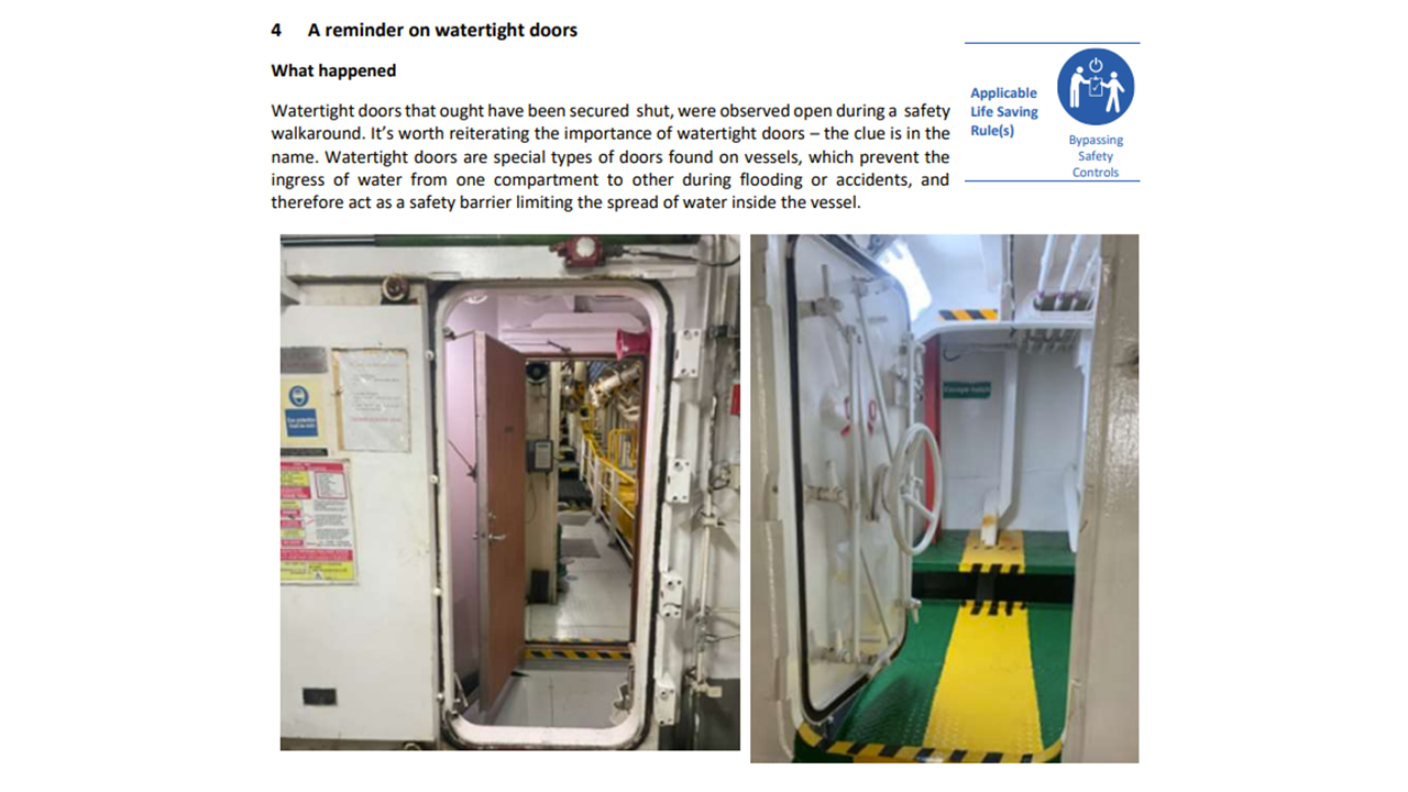 A reminder on watertight doors