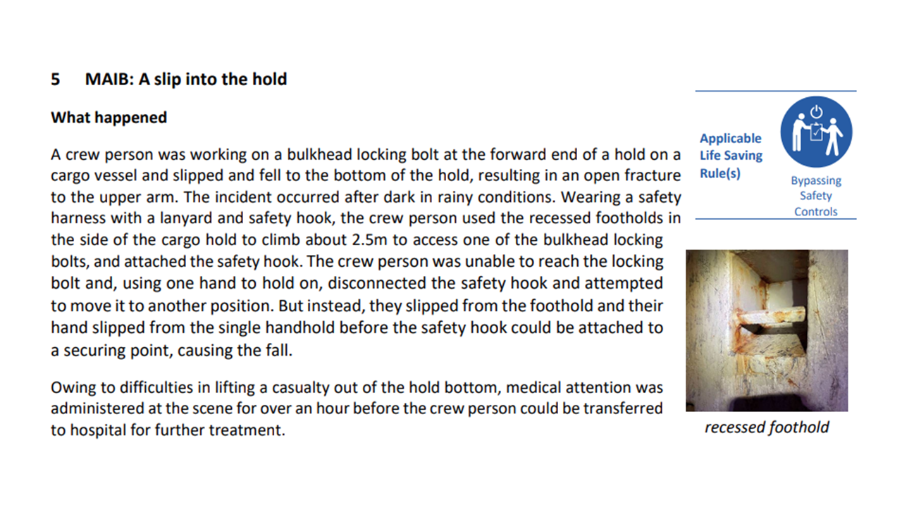 A slip into the hold