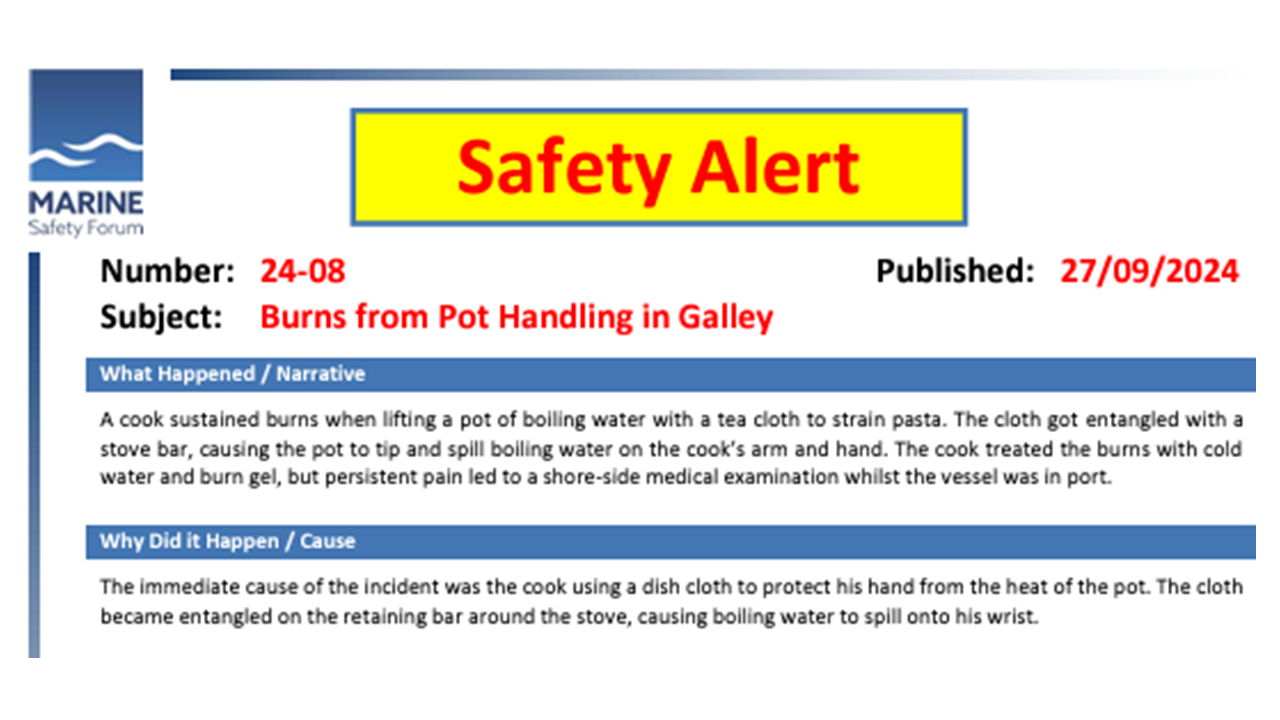Burns from Pot Handling in Galley