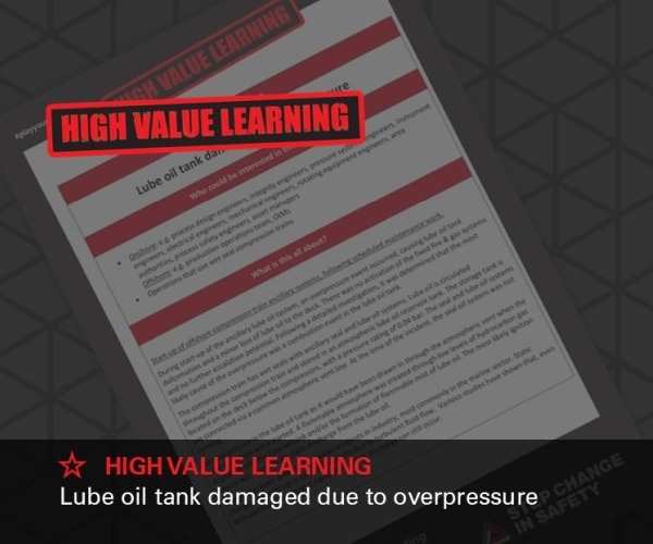 Image of HVL lube oil tank damage 600x500