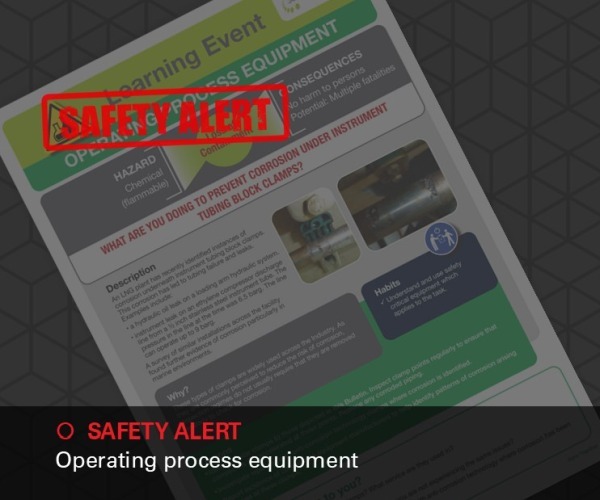 Image of Safety Alert Operating process equipment 600x500