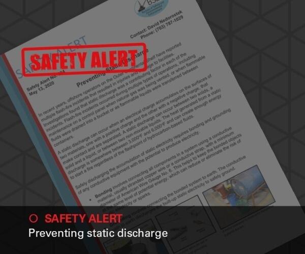 Safety Alert static discharge 600x500