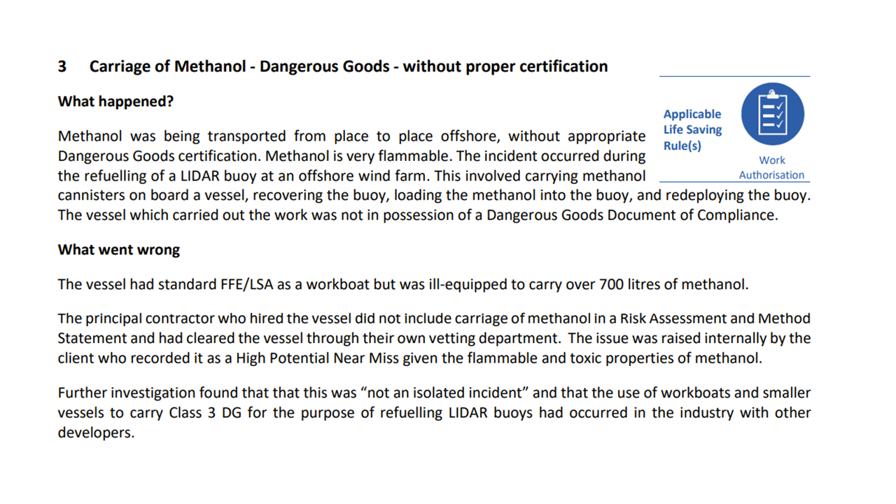Carriage of Methanol Dangerous Goods without proper certification