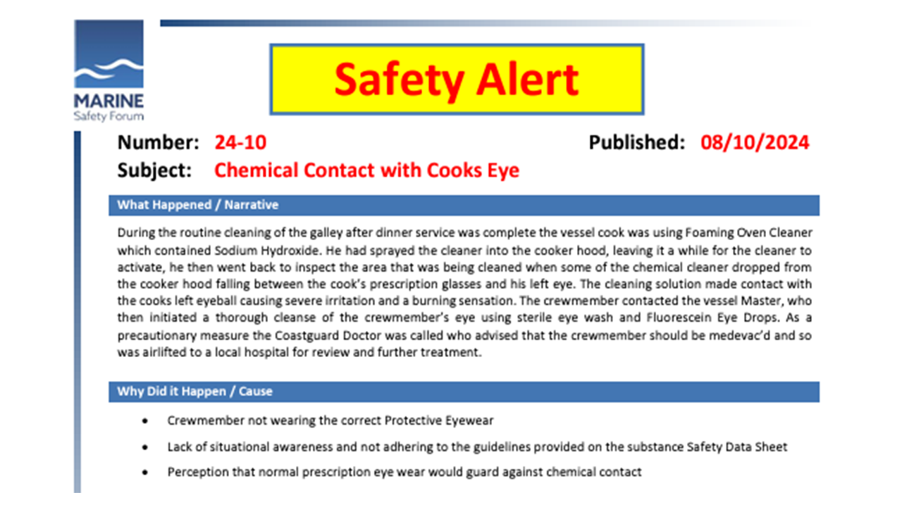 Chemical Contact with Cooks Eye