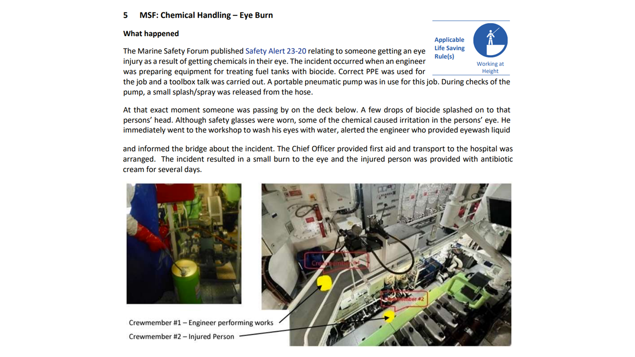 Chemical Handling Eye Burn