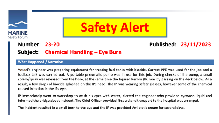 Chemical Handling Eye Burn