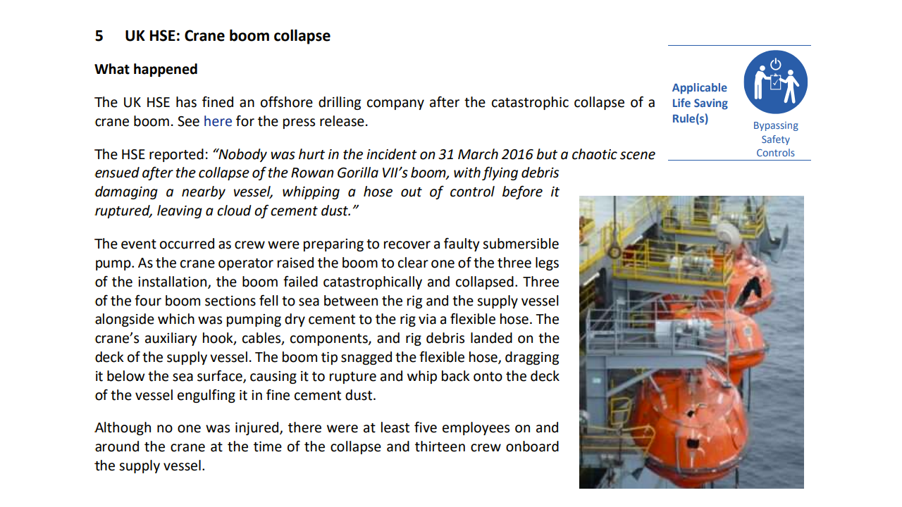 Crane boom collapse