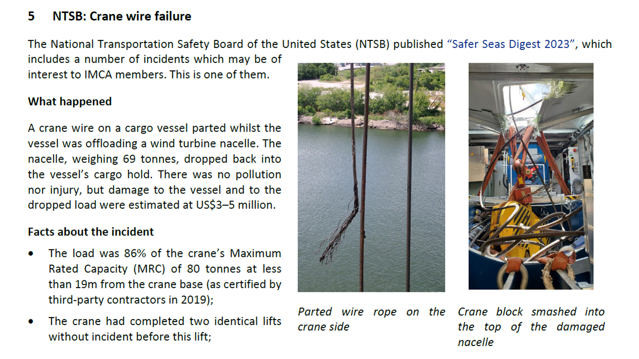 Crane wire failure