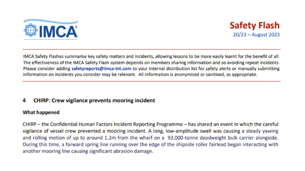 Crew vigilance prevents mooring incident