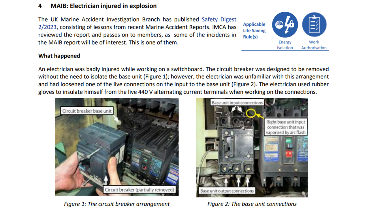 Electrician injured in explosion