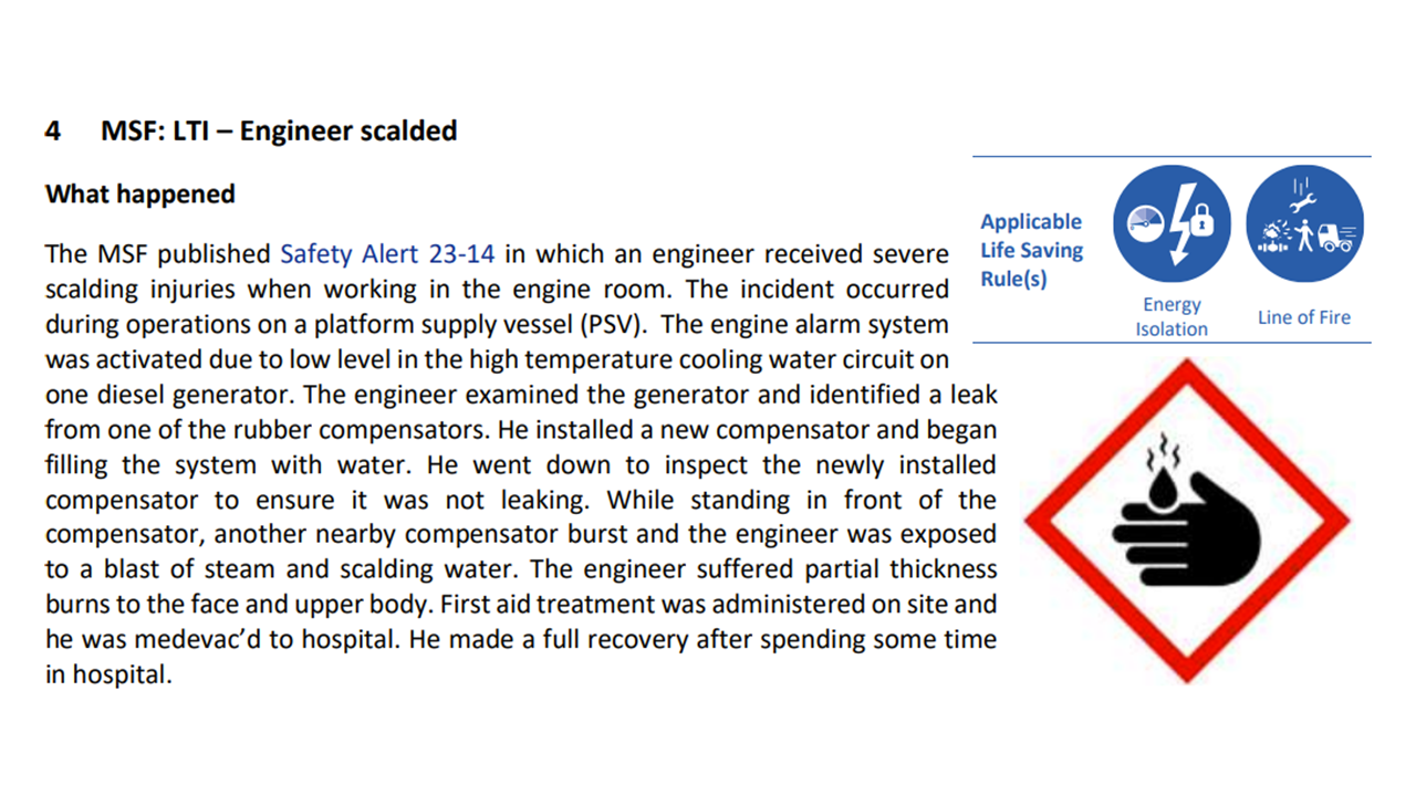 Engineer scalded