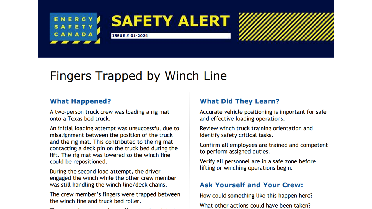 Fingers Trapped by Winch Line