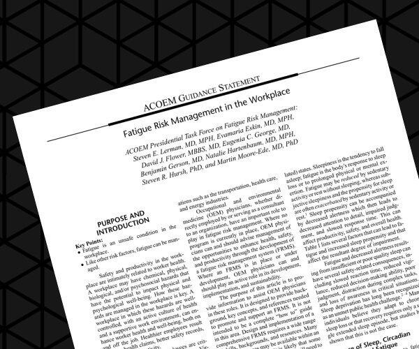 ACOEM Fatigue Risk Management in the Workplace