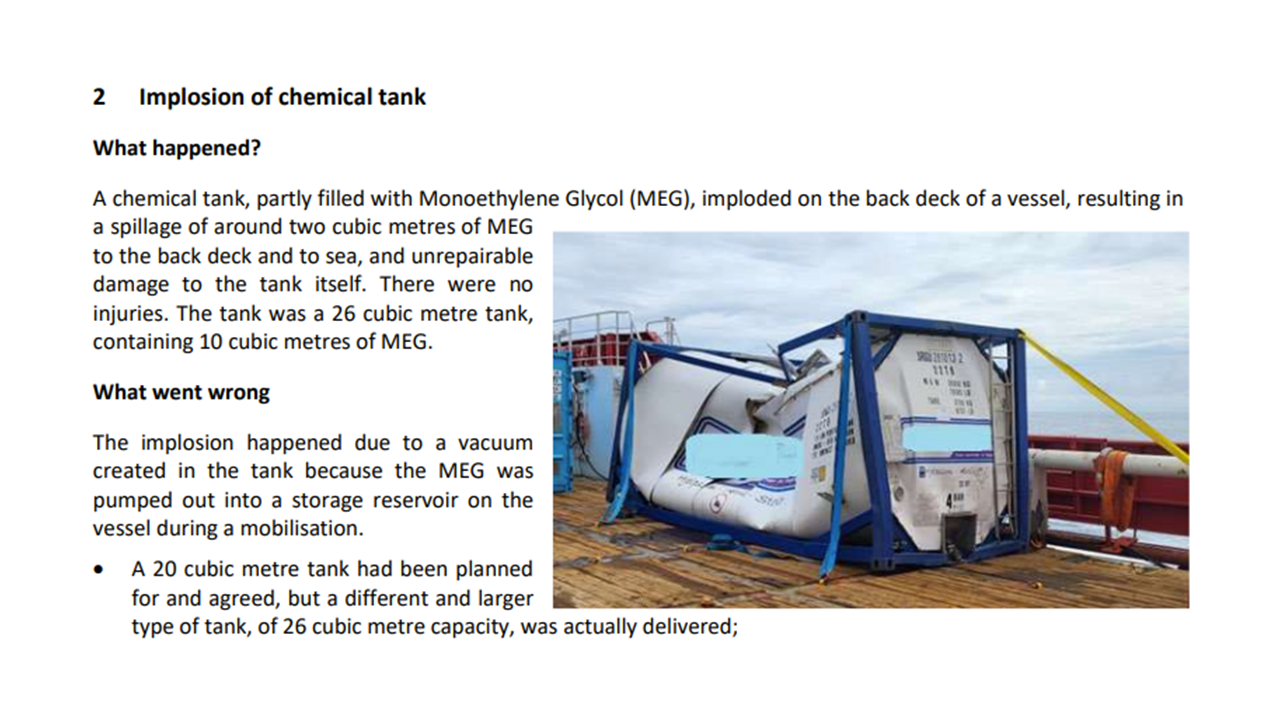 Implosion of chemical tank
