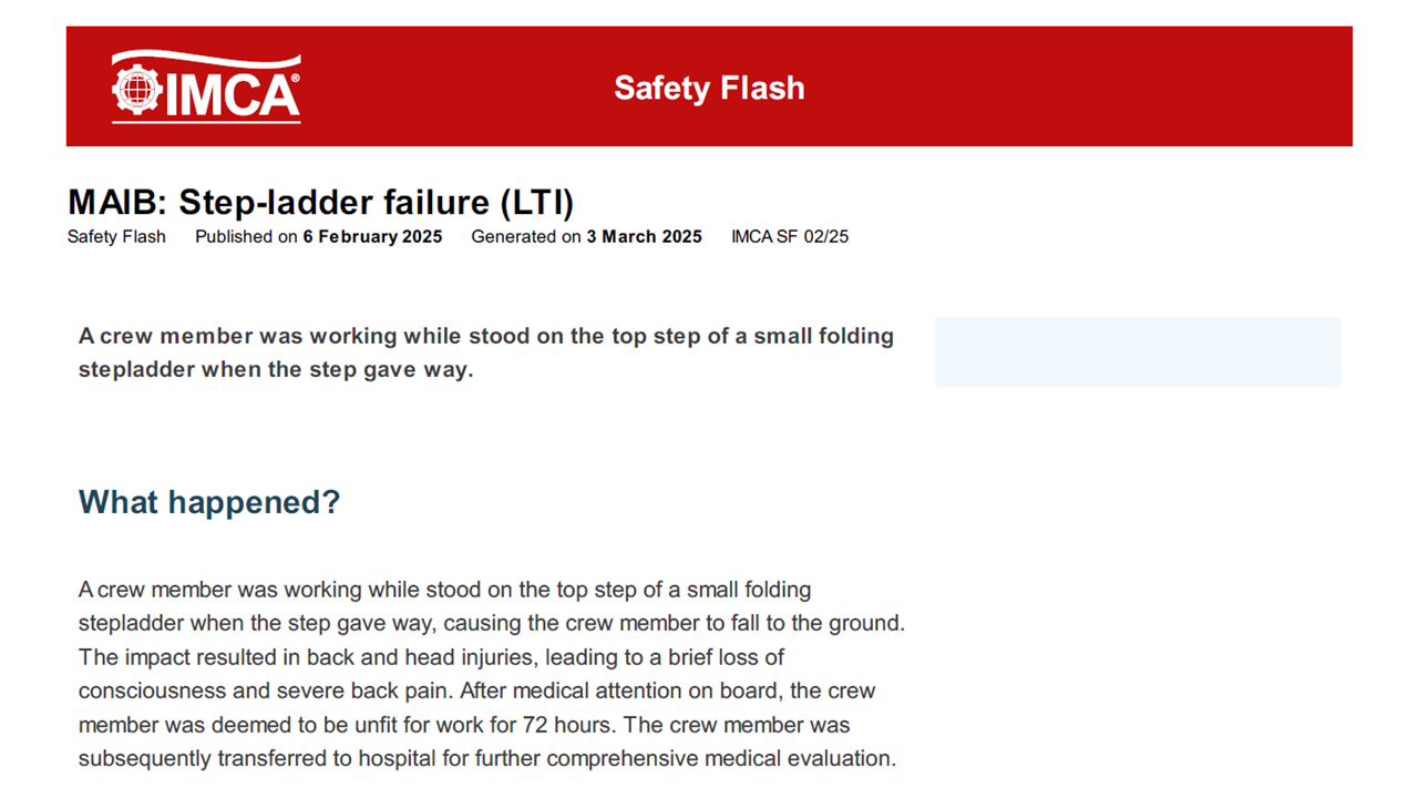 MAIB Step ladder failure LTI