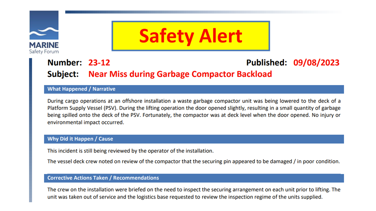 Near Miss during Garbage Compactor Backload