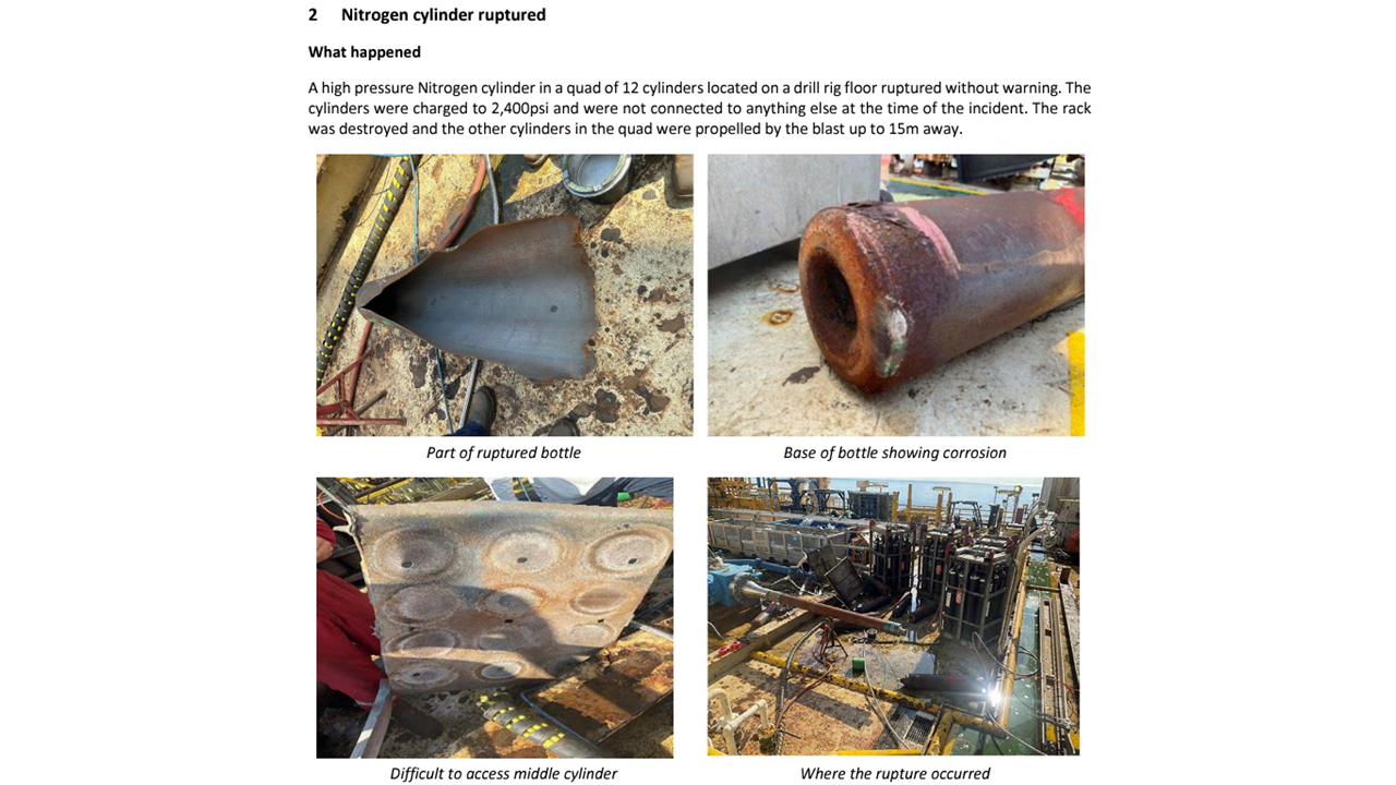 Nitrogen cylinder ruptured