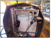 Overcharged battery in non ventilated box lead to explosion of remote terminal unit panel
