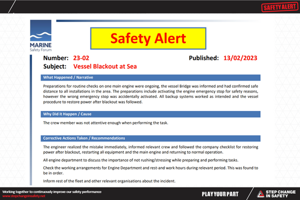 Vessel Blackout at Sea