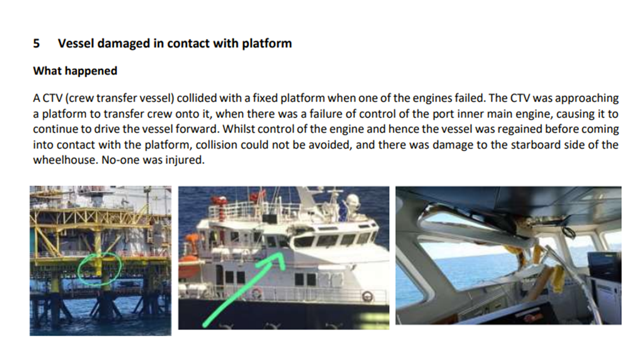 Vessel damaged in contact with platform