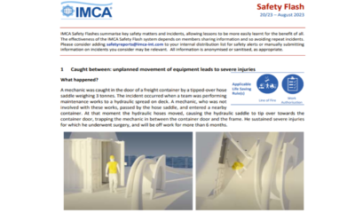 1 Caught between unplanned movement of equipment leads to severe injuries