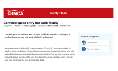 Confined space entry hot work fatality
