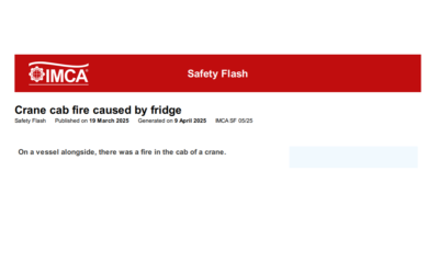 Crane cab fire caused by fridge
