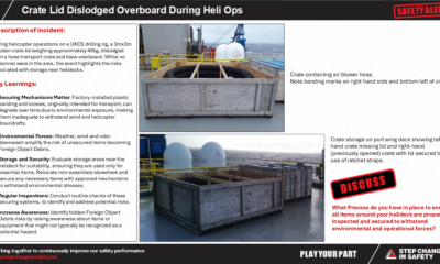 Crate Lid Dislodged Overboard During Heli Ops