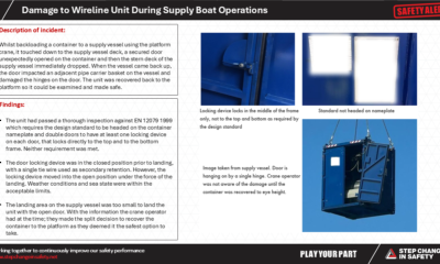 Damage to Wireline Unit During Supply Boat Operations