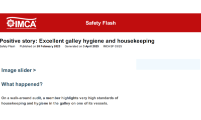 Excellent galley hygiene and housekeeping