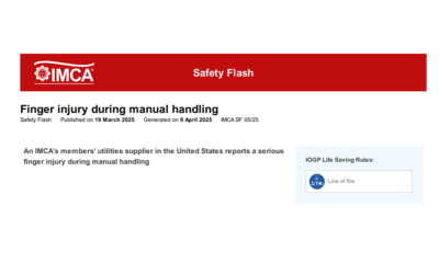 Finger injury during manual handling