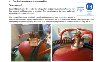 Fire fighting equipment in poor condition