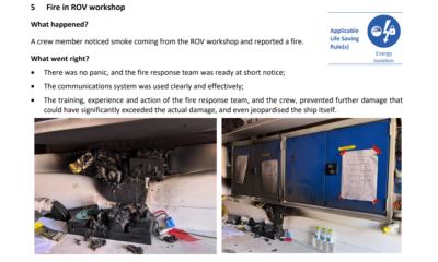 Fire in ROV Workshop