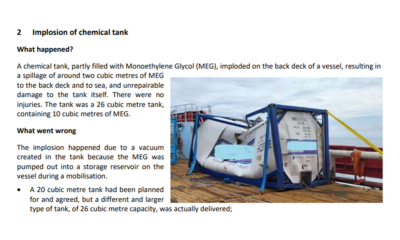 Implosion of chemical tank