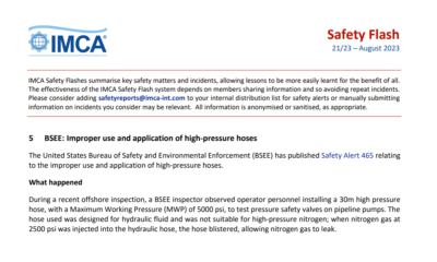 Improper use and application of high pressure hoses