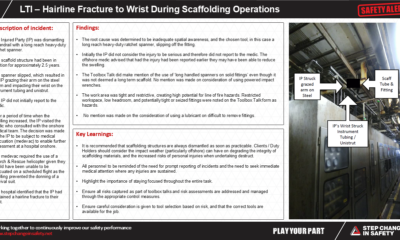 LTI Hairline Fracture to Wrist During Scaffolding Operations
