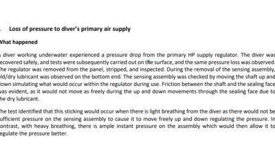 Loss of pressure to divers primary air supply