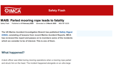 MAIB Parted mooring rope leads to fatality
