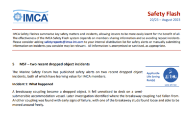 MSF two recent dropped object incidents