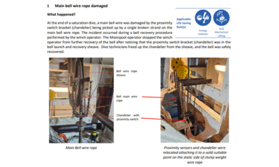Main bell wire rope damaged