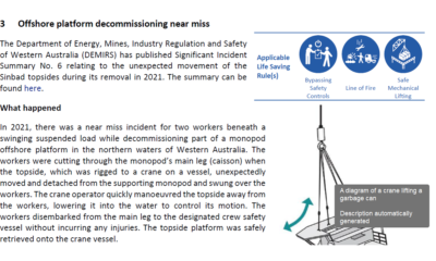 Offshore platform decommissioning near miss