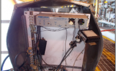 Overcharged battery in non ventilated box lead to explosion of remote terminal unit panel