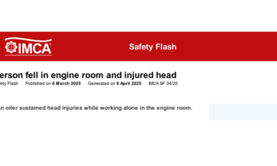 Person fell in engine room and injured head