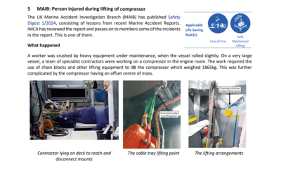 Person injured during lifting of compressor