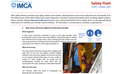Rope access technician slipped and dislocated shoulder