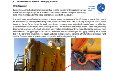 Serious LTI Person struck in rigging accident