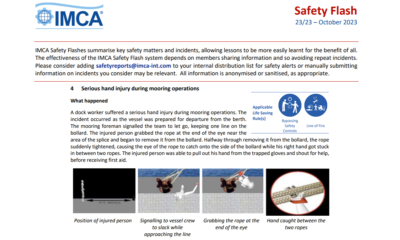 Serious hand injury during mooring operations