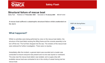 Structural failure of rescue boat