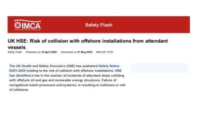 UK HSE Risk of collision with offshore installations from attendant vessels