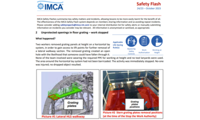 Unprotected openings in floor grating work stopped